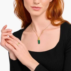 Discount Anhänger grüner Malachit in Kristallform vergoldet Damen Anhänger|Anhänger