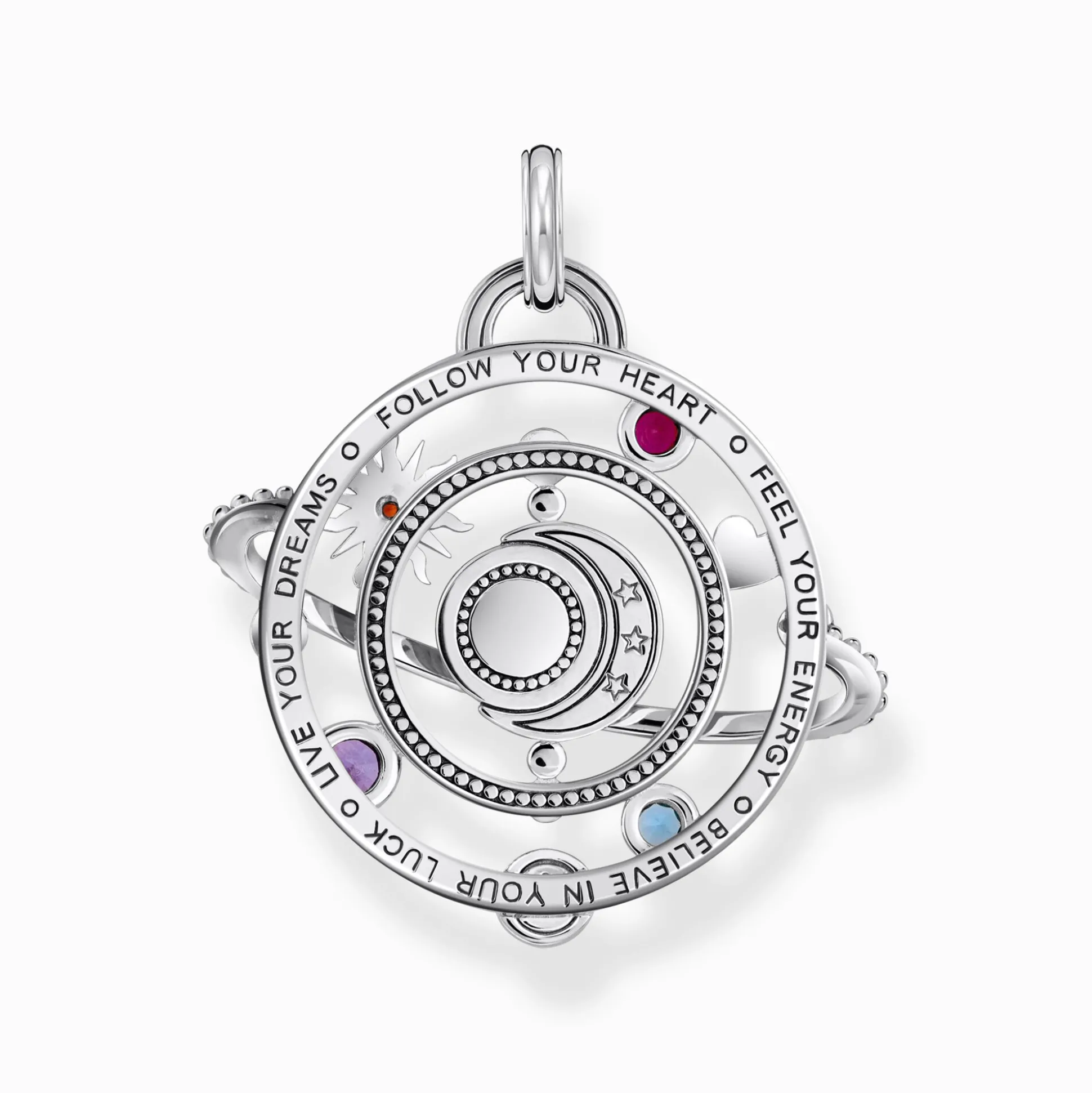 Online Anhänger in kosmischem Design mit bunten Steinen Silber Damen Anhänger|925 Silber