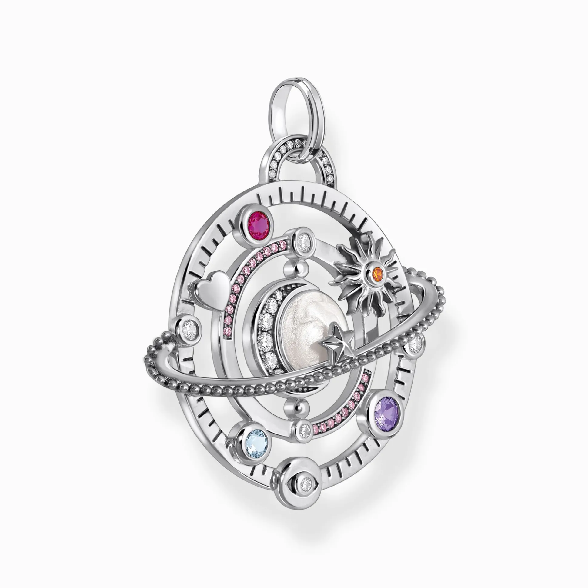 Online Anhänger in kosmischem Design mit bunten Steinen Silber Damen Anhänger|925 Silber