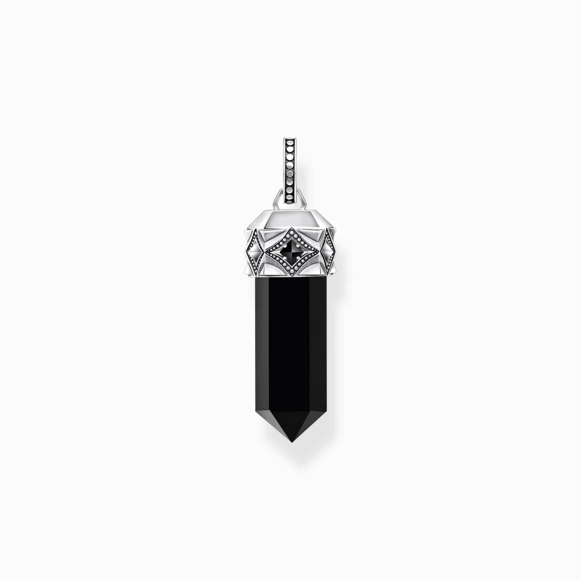 New Anhänger schwarzer Onyx in Kristallform Silber geschwärzt Damen Anhänger|Anhänger