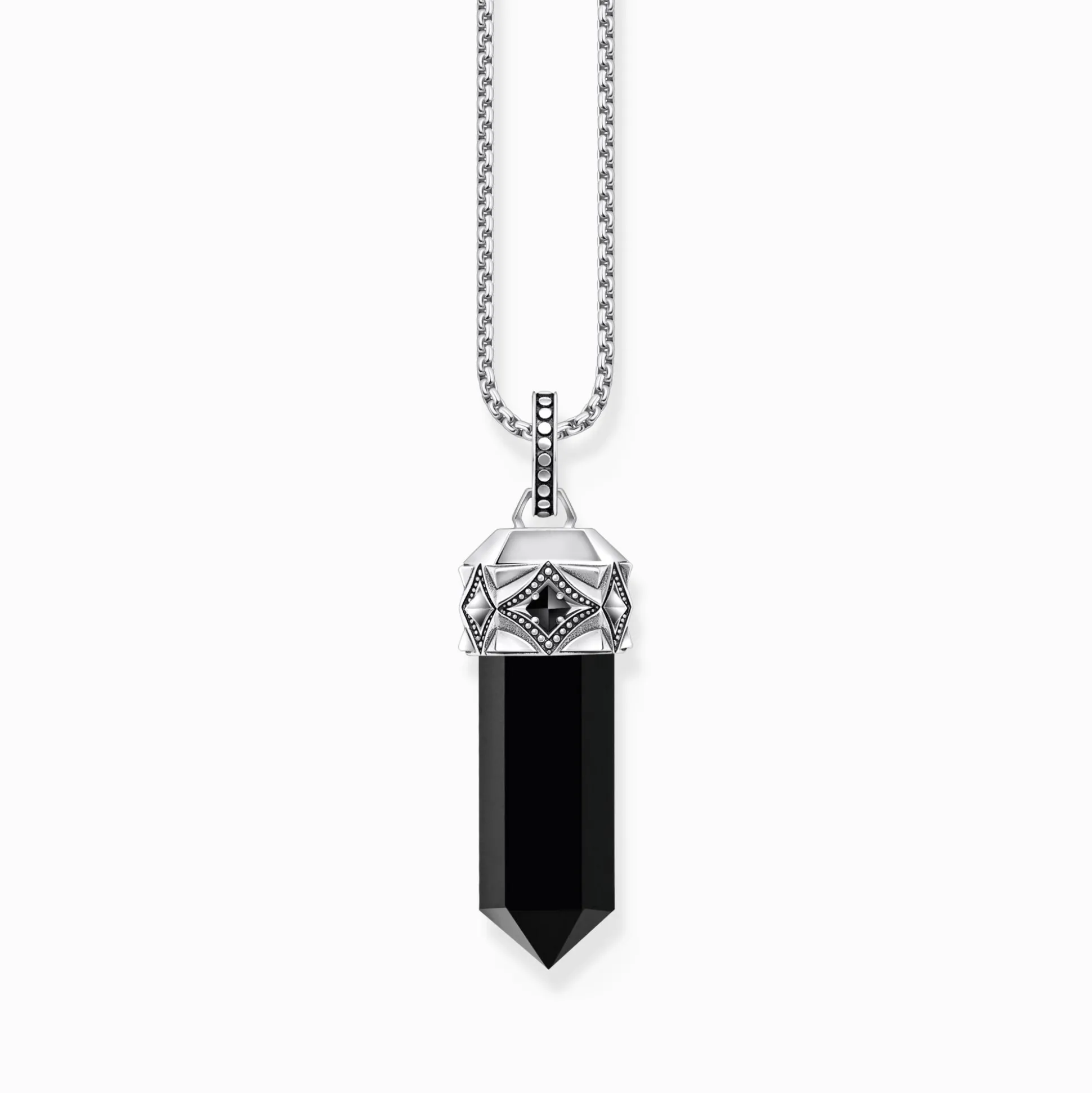 New Anhänger schwarzer Onyx in Kristallform Silber geschwärzt Damen Anhänger|Anhänger