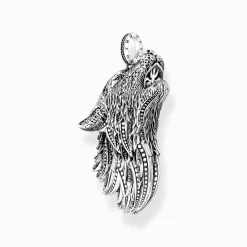 Best Anhänger Wolf Profil mit Steinen Silber geschwärzt Damen Anhänger|Anhänger
