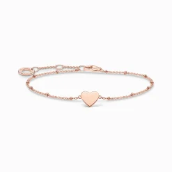 Cheap Armband Herz mit Kugeln roségold Damen Armbänder|18K Rosé-Vergoldung - 925 Silber