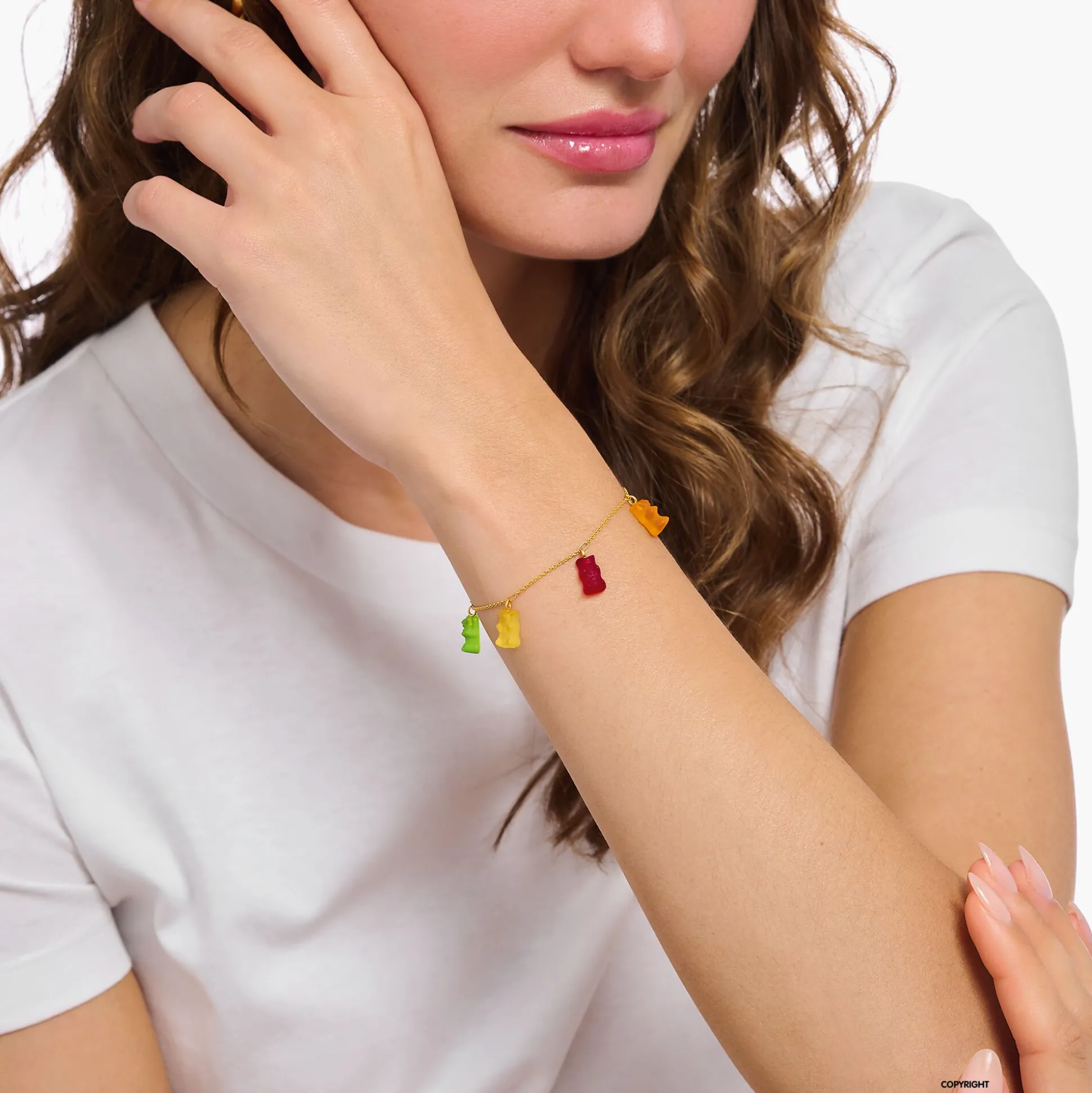 Store Armband mit 5 bunten Goldbären vergoldet Damen Armbänder|18K Vergoldung - 925 Silber