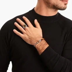 Outlet Armband mit braunen Beads Silber geschwärzt Damen Armbänder|Armbänder