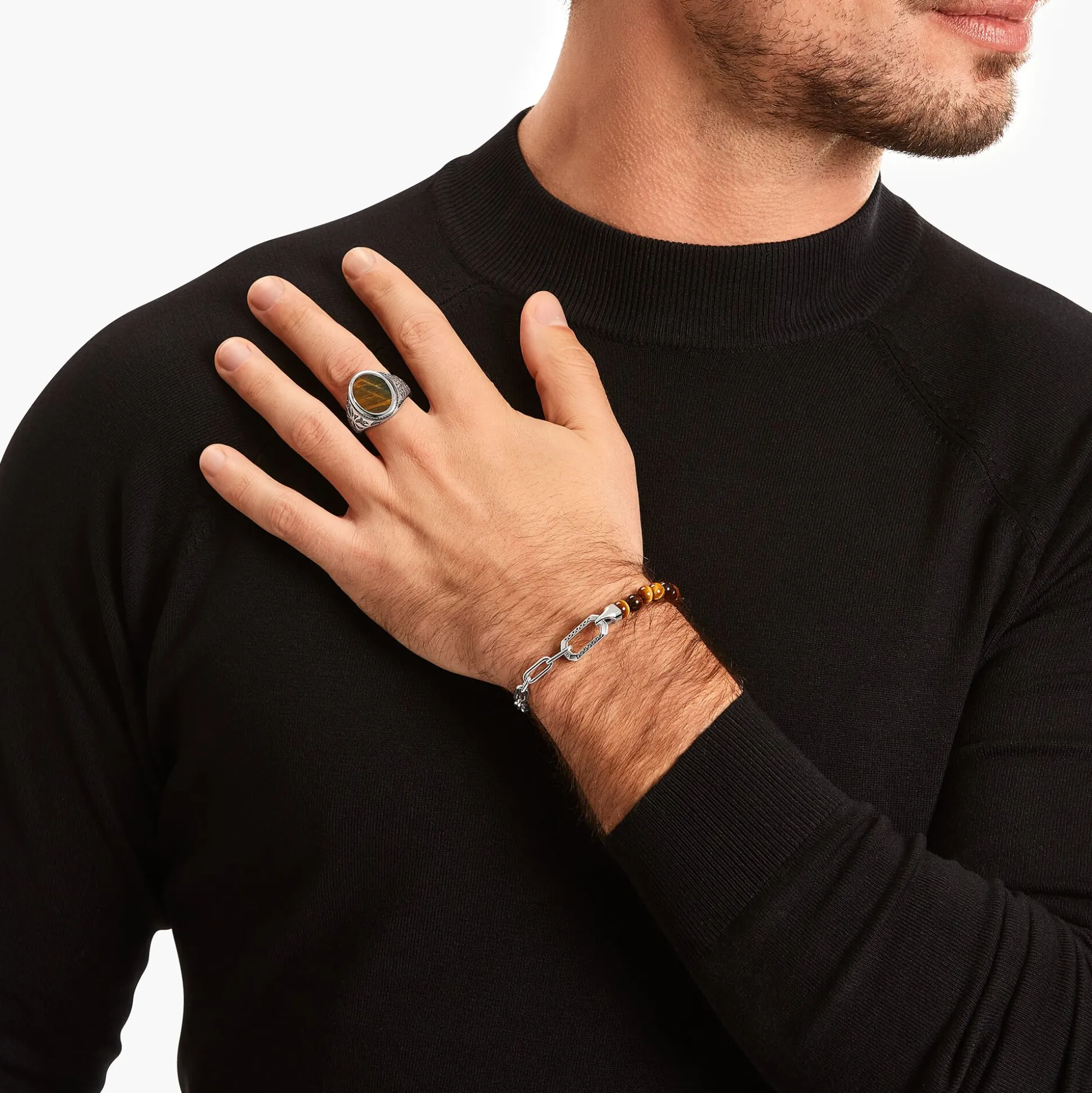 Outlet Armband mit braunen Beads Silber geschwärzt Damen Armbänder|Armbänder