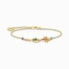 Cheap Armband mit Palme, Kaktus und bunten Steinen vergoldet Damen Armbänder|18K Vergoldung - 925 Silber