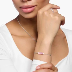 Discount Armband mit pinken und weißen Steinen Silber Damen Armbänder