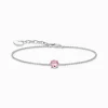 New Armband mit pinkfarbenem Zirkonia-Anhänger Silber Damen Armbänder|925 Silber