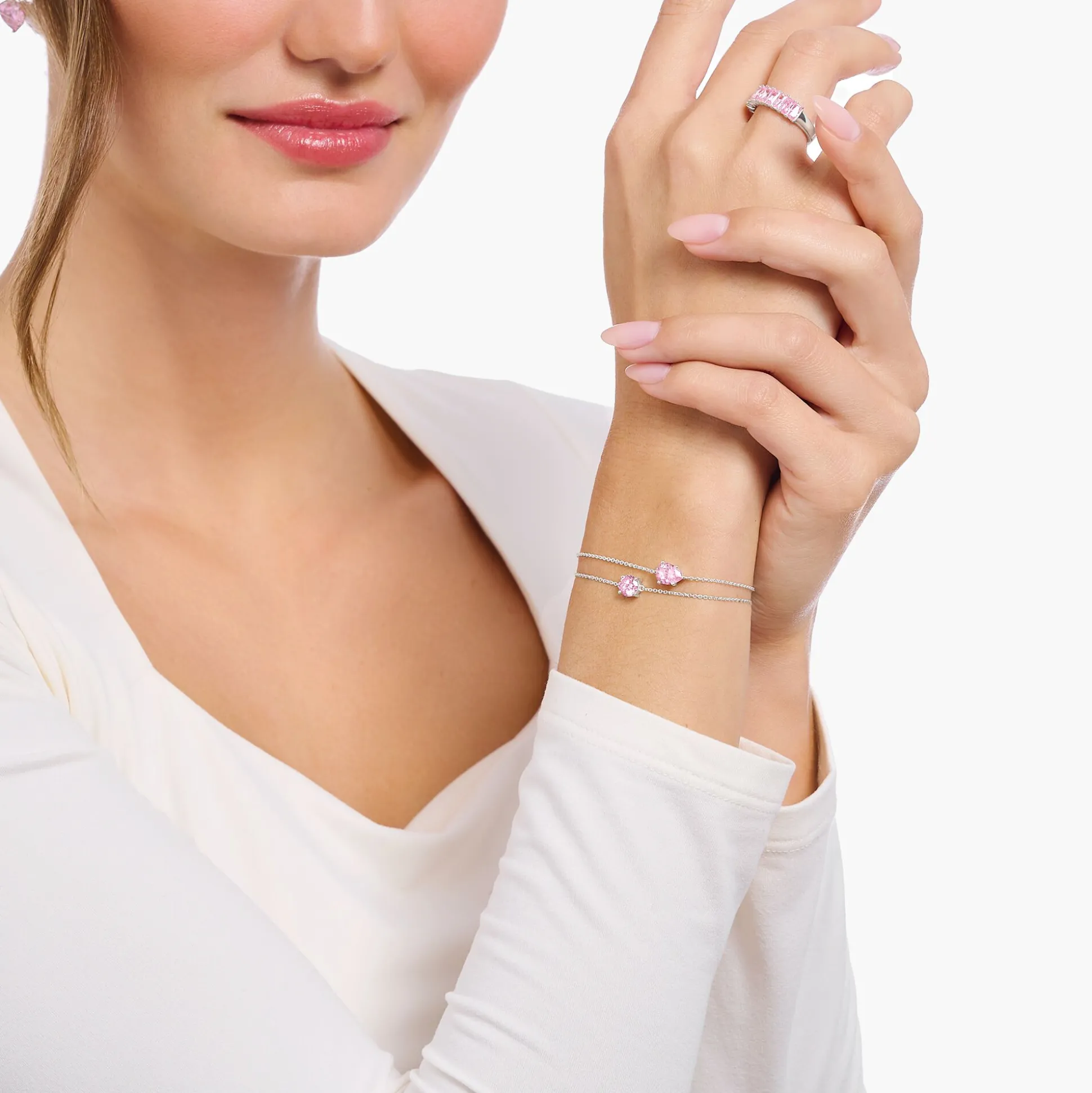 Flash Sale Armband mit pinkfarbenem Zirkonia-Tropfen Silber Damen Armbänder|925 Silber