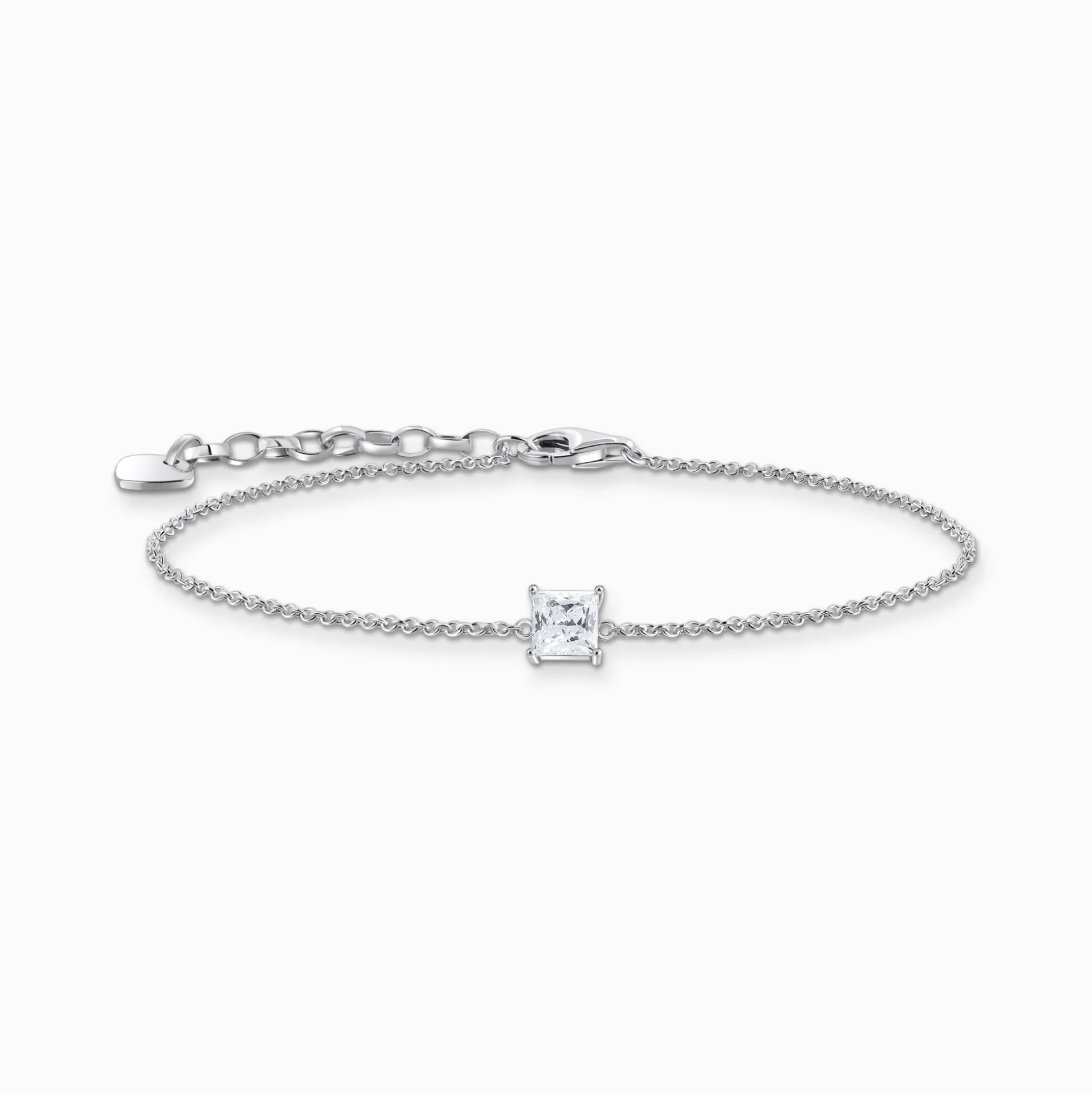 Cheap Armband mit quadratischem Stein-Anhänger in Weiß Silber Damen Armbänder|925 Silber