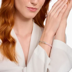 Flash Sale Armband mit rosa Beads und Gliederelementen Silber Damen Armbänder|925 Silber