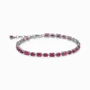 Best Armband mit rubinroten Steinen Silber geschwärzt Damen Armbänder|925 Silber