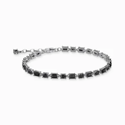 Sale Armband mit schwarzen Steinen Silber geschwärzt Damen Armbänder|925 Silber
