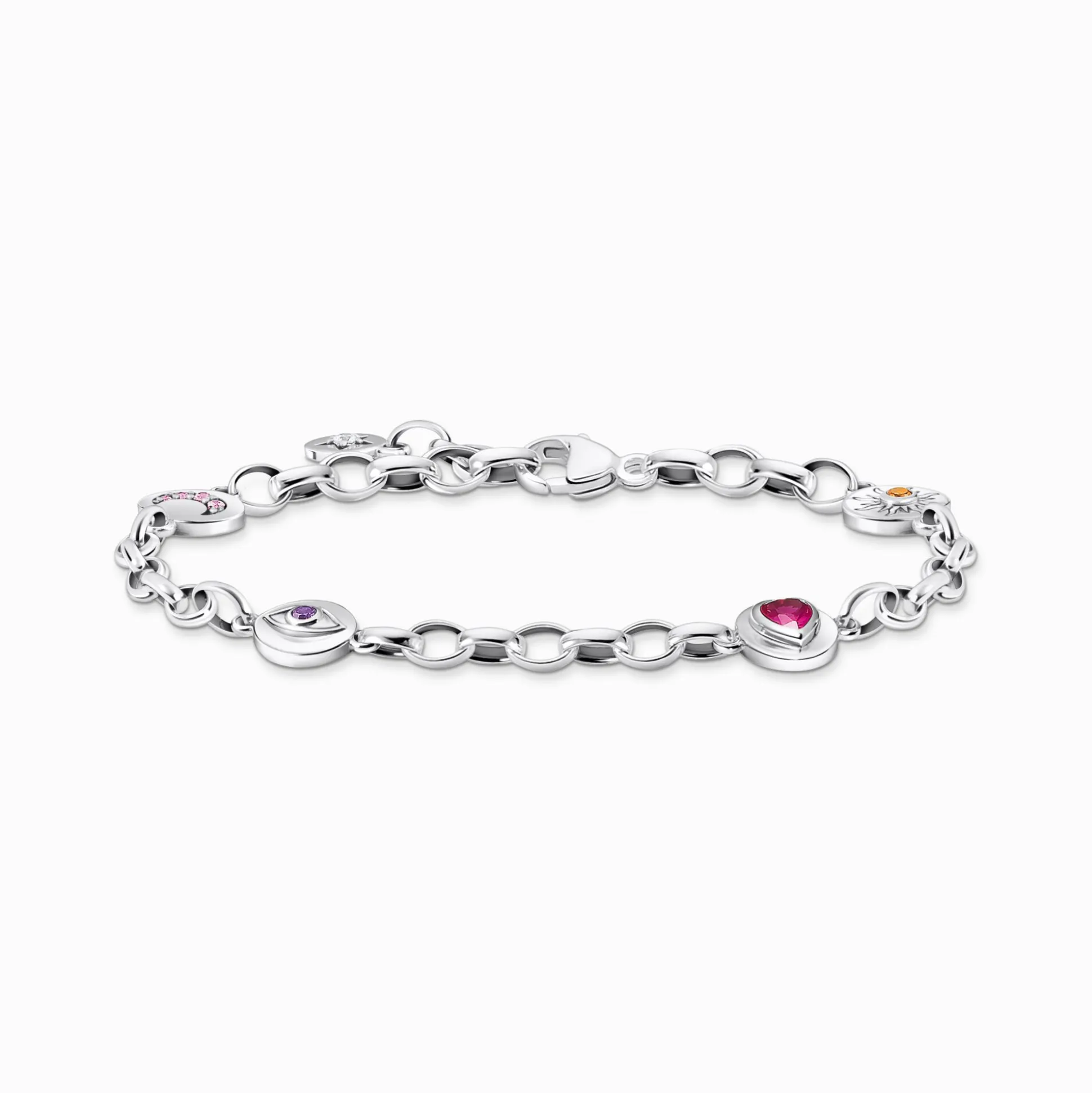 Discount Armband mit symbolischen Mond, Auge, Herz und Sonne Silber geschwärzt Damen Armbänder