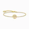 Clearance Armband mit Tree-of-Love-Anhänger und weißer Emaille vergoldet Damen Armbänder|18K Vergoldung - 925 Silber