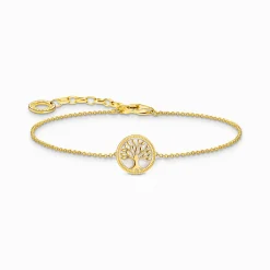 Clearance Armband mit Tree-of-Love-Anhänger und weißer Emaille vergoldet Damen Armbänder|18K Vergoldung - 925 Silber
