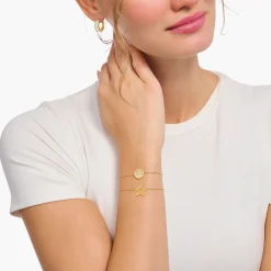 Clearance Armband mit Tree-of-Love-Anhänger und weißer Emaille vergoldet Damen Armbänder|18K Vergoldung - 925 Silber