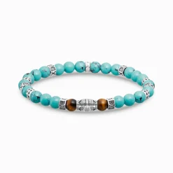 Shop Armband mit türkisen Beads und Tigerauge-Beads Silber Damen Armbänder|Armbänder