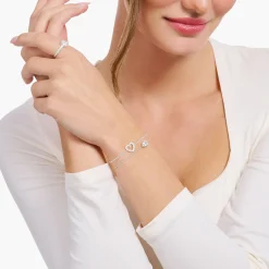 Best Armband mit weißem Zirkonia-Tropfen Silber Damen Armbänder