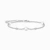 Cheap Armband Perlen mit weißen Steinen silber Damen Armbänder|925 Silber