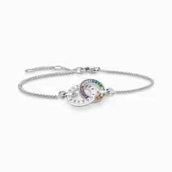 Best Sale Armband Together mit zwei Ringen bunten Steinen Silber geschwärzt Damen Armbänder|925 Silber