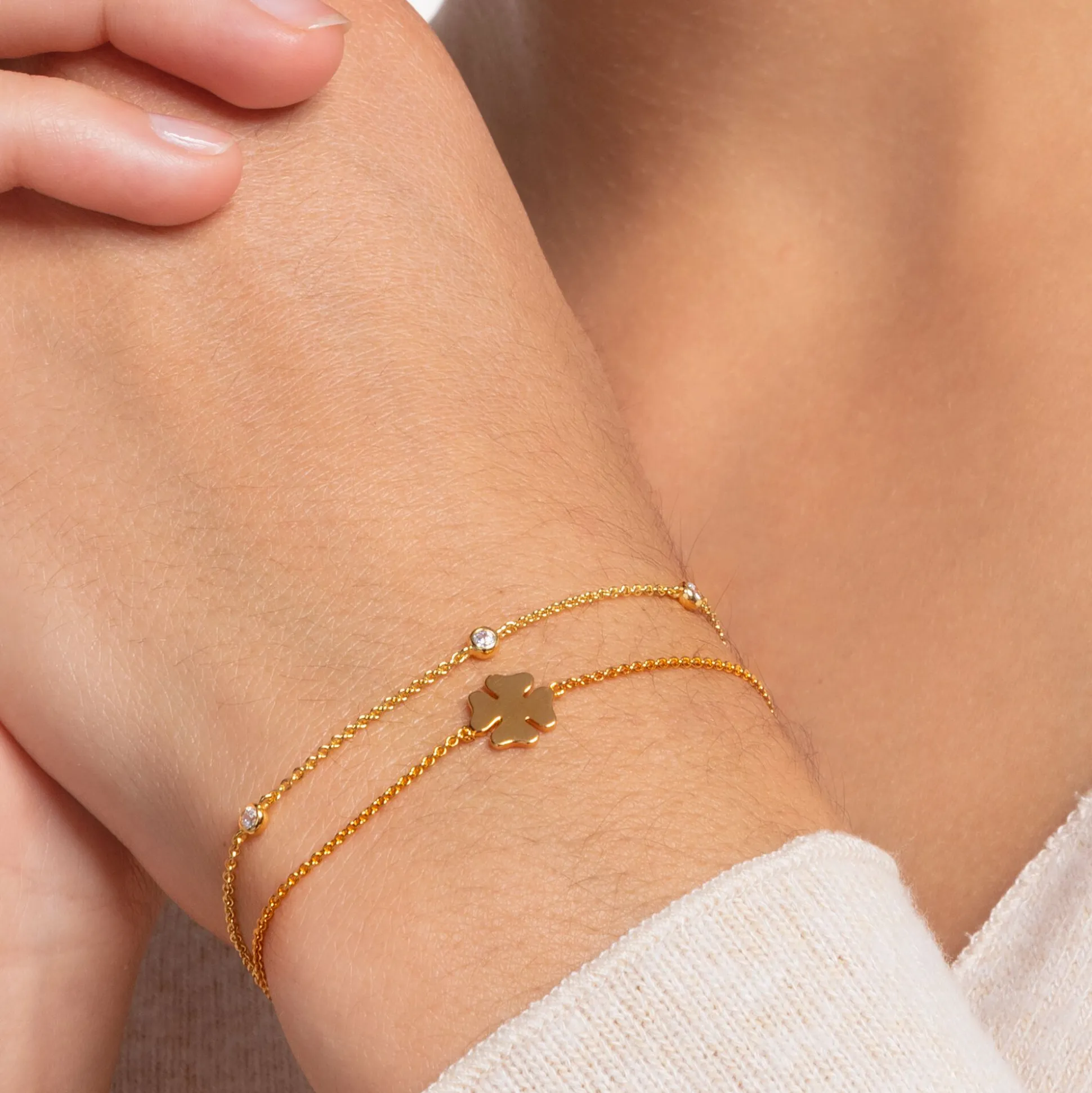 Fashion Armband weiße Steine gold Damen Armbänder|18K Vergoldung - 925 Silber