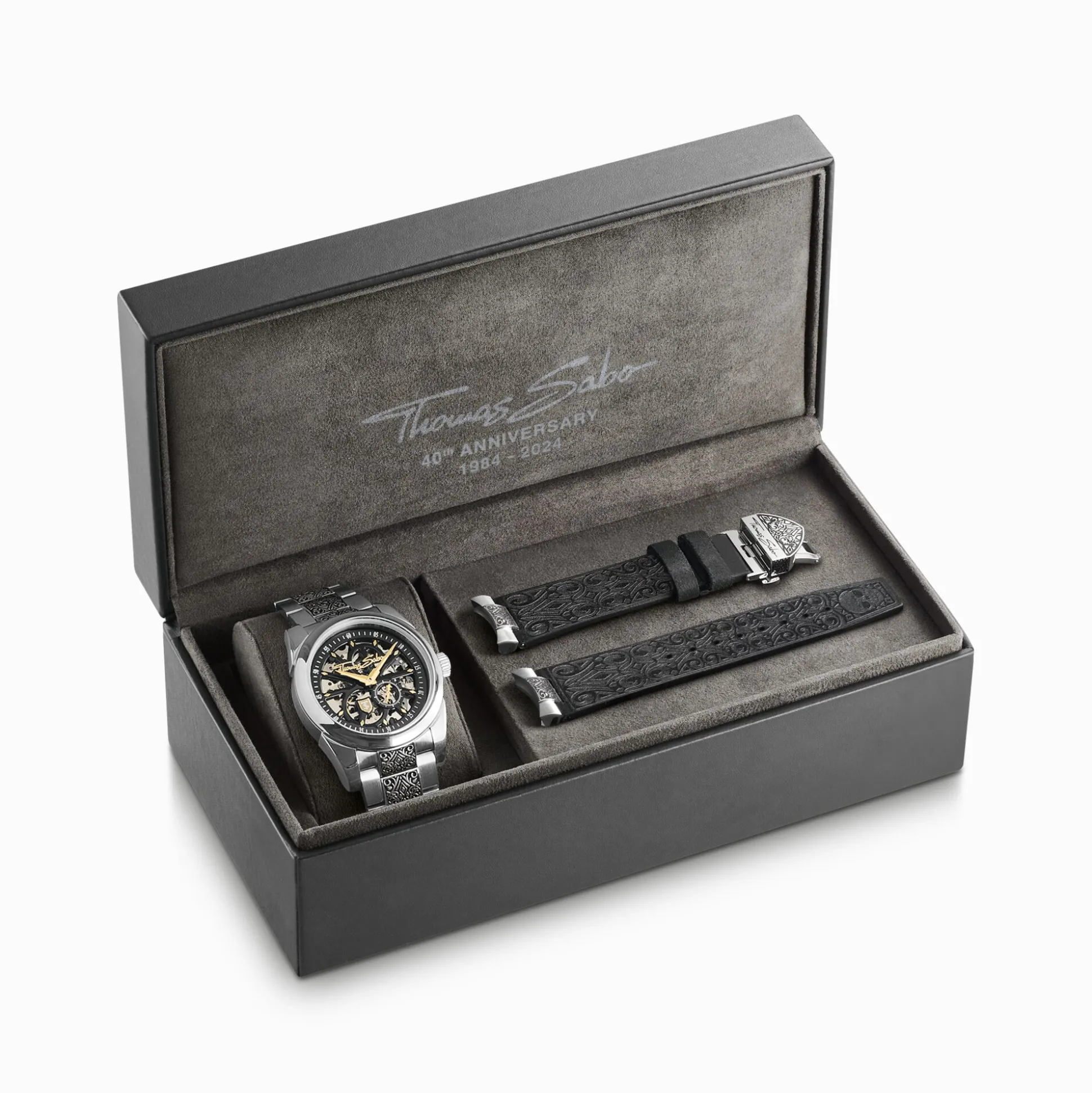Flash Sale Automatikuhr mit 41 mm, schwarzem Zifferblatt und Akanthusmuster silberfarben Herren Uhren|Uhren