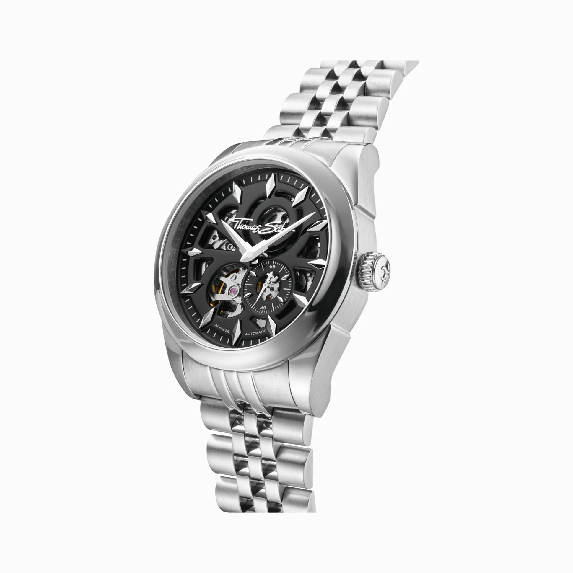 Clearance Automatikuhr mit 41 mm und schwarzem Zifferblatt silberfarben Herren Uhren|Uhren