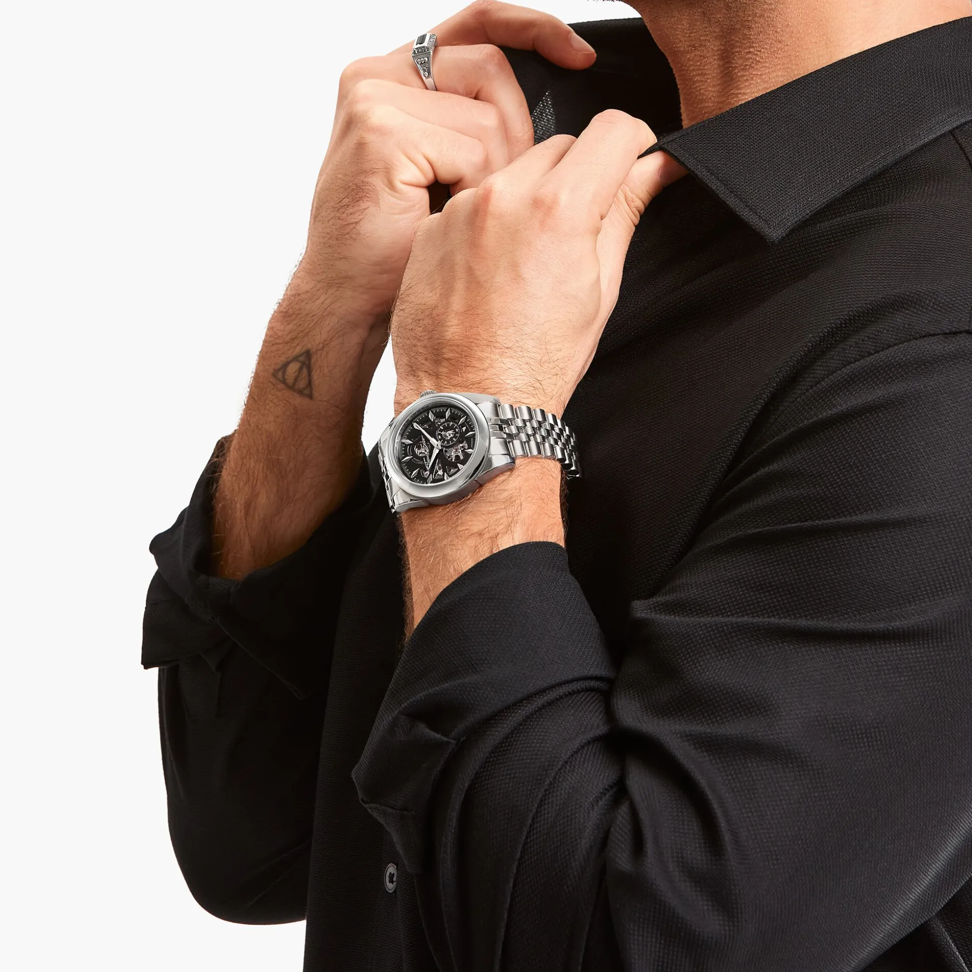 Clearance Automatikuhr mit 41 mm und schwarzem Zifferblatt silberfarben Herren Uhren|Uhren