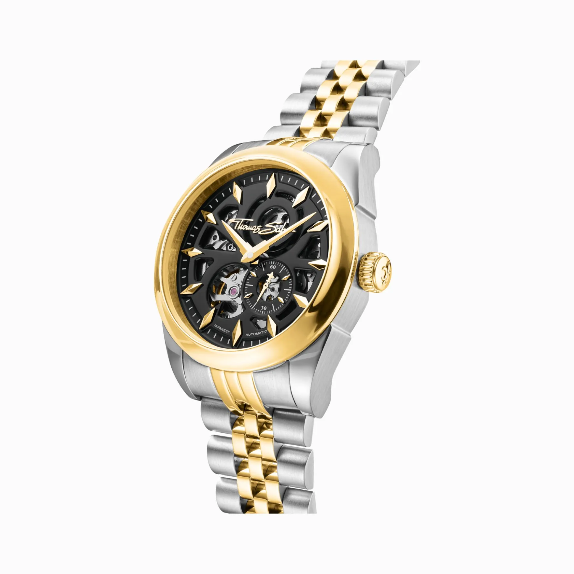 Clearance Automatikuhr mit 41 mm und schwarzem Zifferblatt im Bicolour-Look Herren Uhren|Uhren