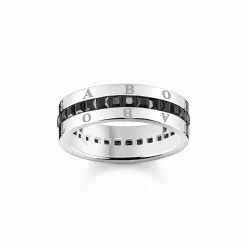 Outlet Bandring mit schwarzen Steinen Pavé Silber Damen Ringe