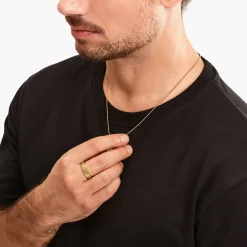 Discount Bandring mit schwarzen Steinen und Muster vergoldet Damen Ringe|Ringe