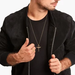 Discount Bandring mit schwarzen Steinen und Muster vergoldet Damen Ringe|Ringe