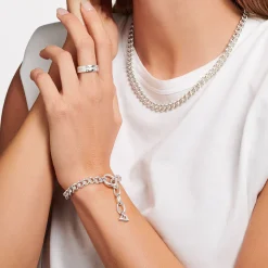 Flash Sale Bandring mit weißen Steinen Pavé Silber Damen Ringe