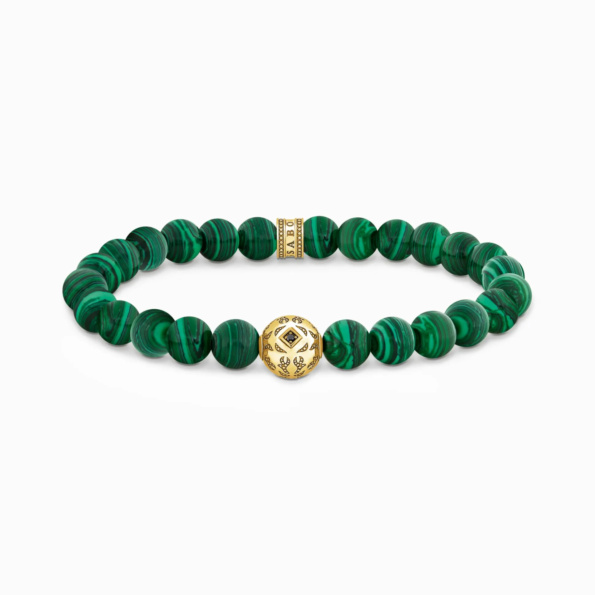 Online Beads-Armband aus grünen Steinen vergoldet Damen Armbänder|Armbänder