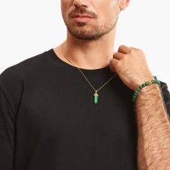 Online Beads-Armband aus grünen Steinen vergoldet Damen Armbänder|Armbänder