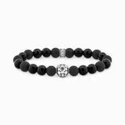 Outlet Beads-Armband aus Obsidian Silber geschwärzt Damen Armbänder|Armbänder