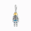 Store Charm-Anhänger Astronaut mit bunten Steinen Silber geschwärzt Damen Charms|Charms