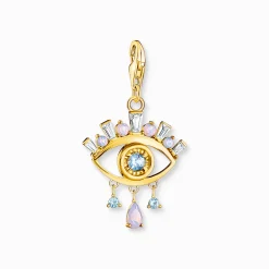 Fashion Charm-Anhänger blaues Auge vergoldet Damen Charms|Charms