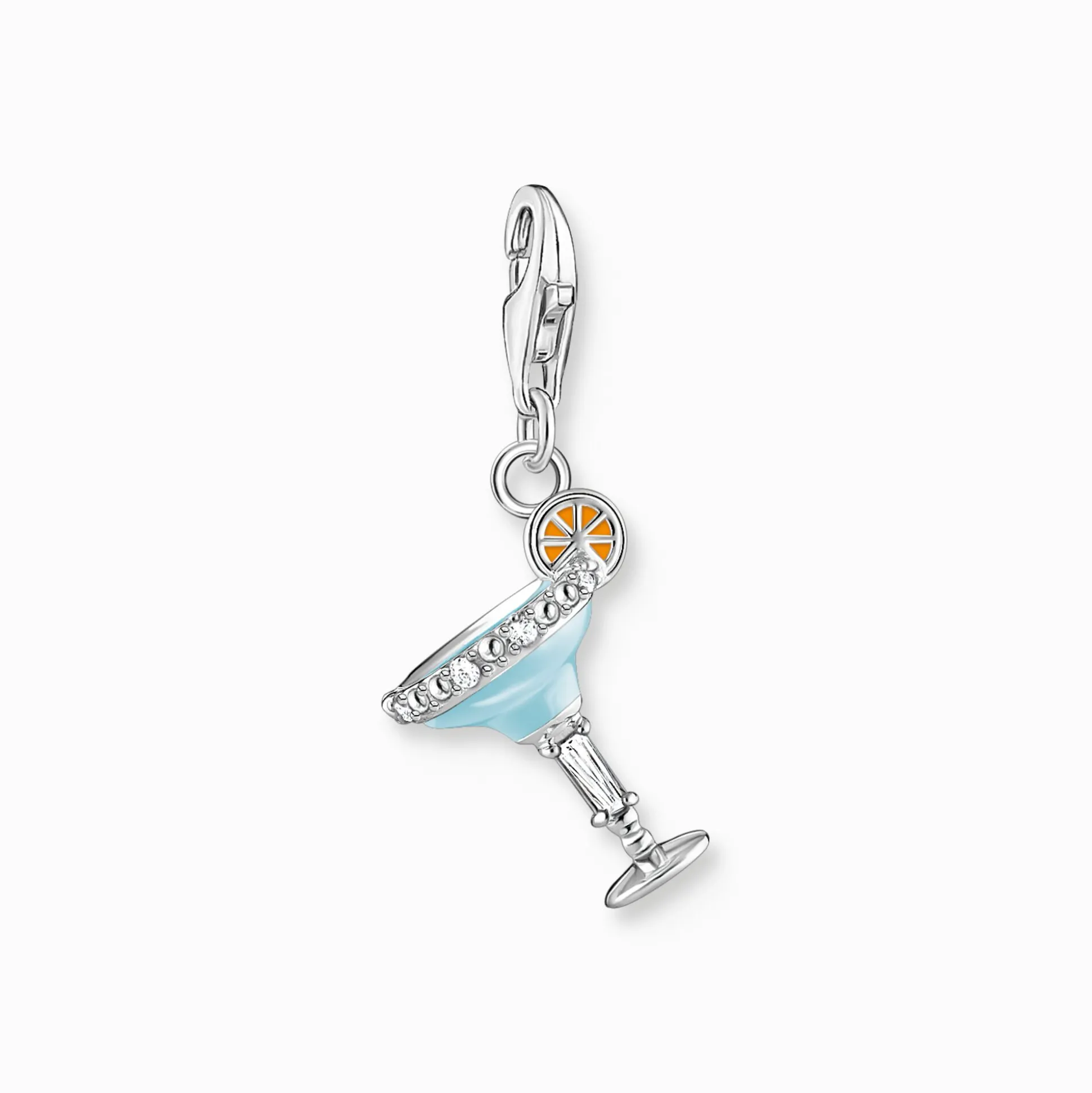 Clearance Charm-Anhänger blaues Cocktail-Glas Silber Damen Charms|Charms