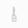 Cheap Charm-Anhänger Buchstabe B mit weißen Steinen Silber Damen Charms|Charms