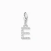Hot Charm-Anhänger Buchstabe E mit weißen Steinen Silber Damen Charms|Charms