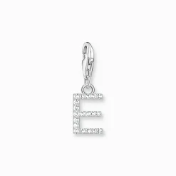 Hot Charm-Anhänger Buchstabe E mit weißen Steinen Silber Damen Charms|Charms