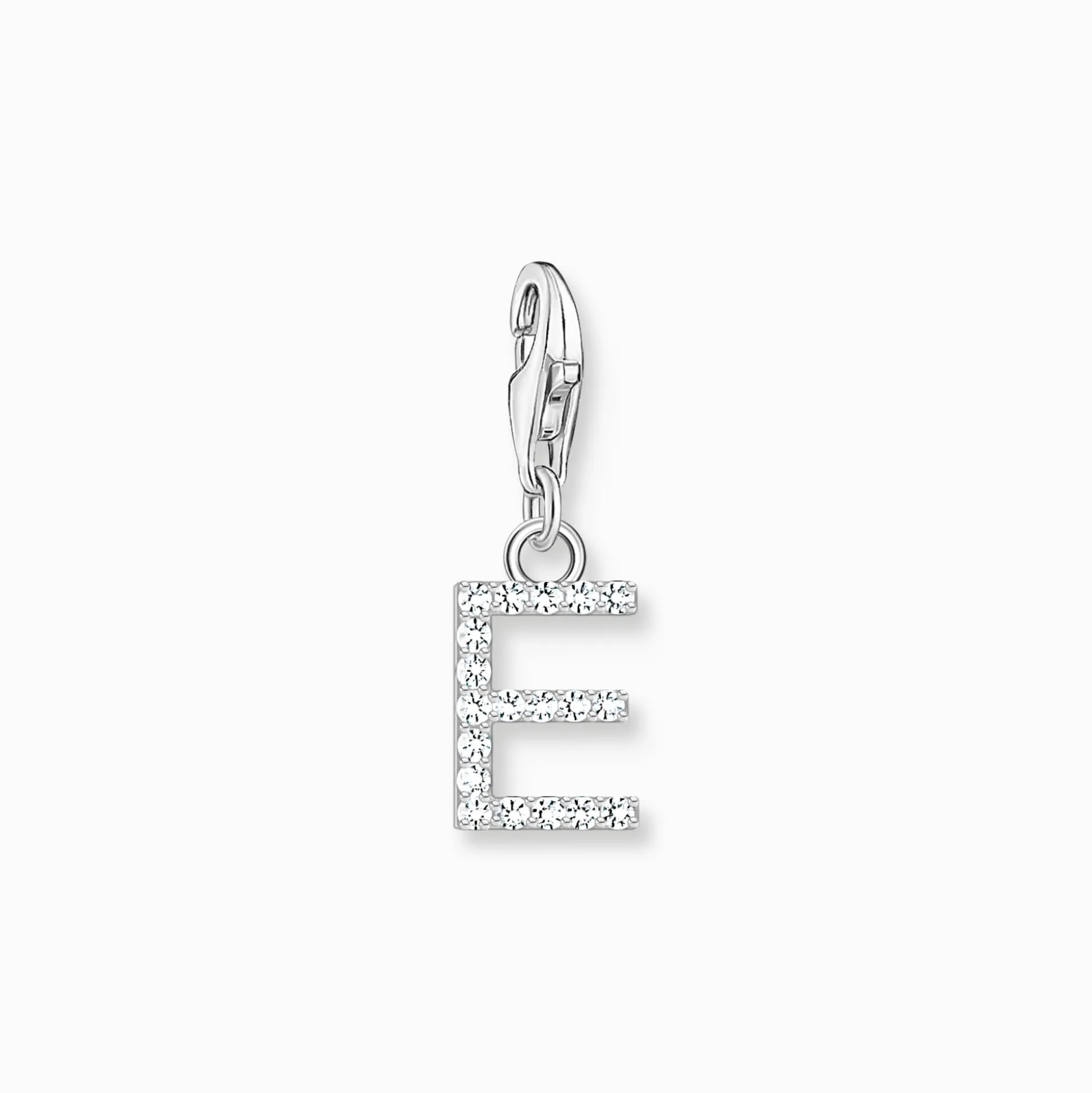 Hot Charm-Anhänger Buchstabe E mit weißen Steinen Silber Damen Charms|Charms