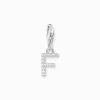Sale Charm-Anhänger Buchstabe F mit weißen Steinen Silber Damen Charms|Charms