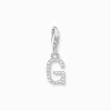 Clearance Charm-Anhänger Buchstabe G mit weißen Steinen Silber Damen Charms|Charms