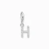 Discount Charm-Anhänger Buchstabe H mit weißen Steinen Silber Damen Charms|Charms