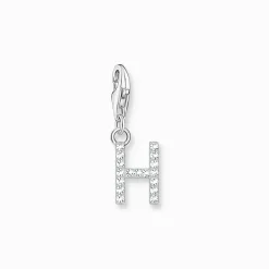 Discount Charm-Anhänger Buchstabe H mit weißen Steinen Silber Damen Charms|Charms