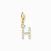 Cheap Charm-Anhänger Buchstabe H mit weißen Steinen vergoldet Damen 18K Vergoldung - 925 Silber